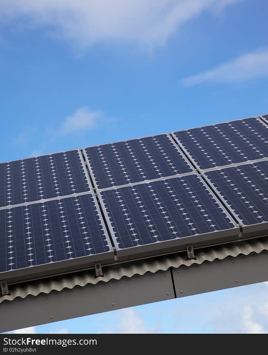 Solar Panel Against Blue Sky with clouds