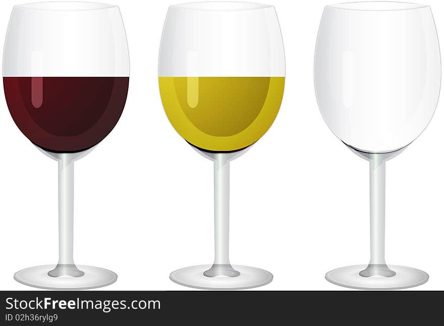 Wine In Glasses. Isolated