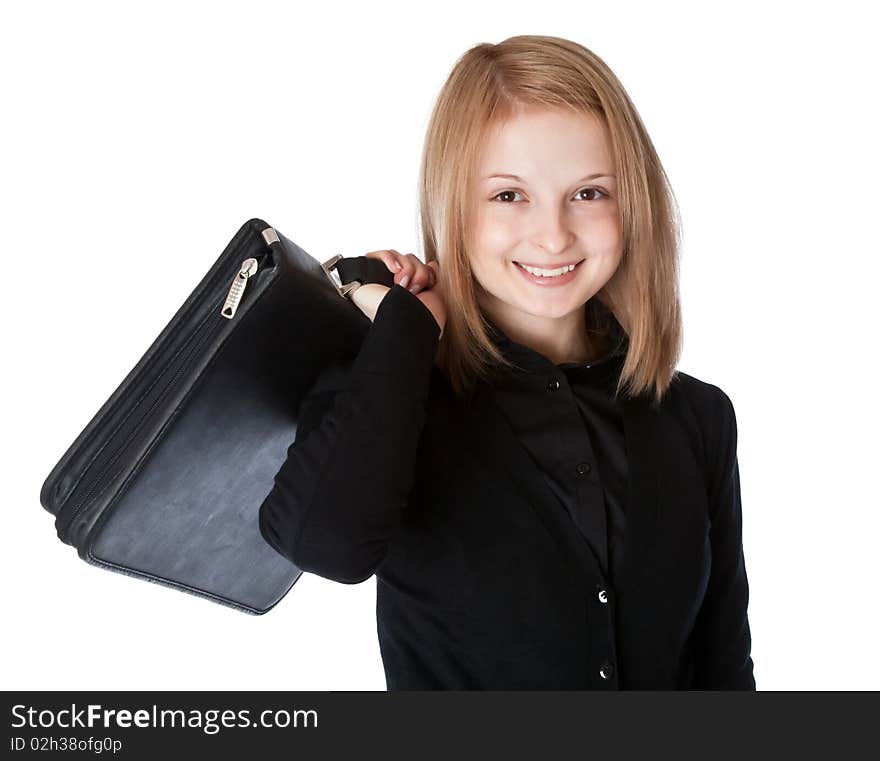 Smiling Girl With Portfolio