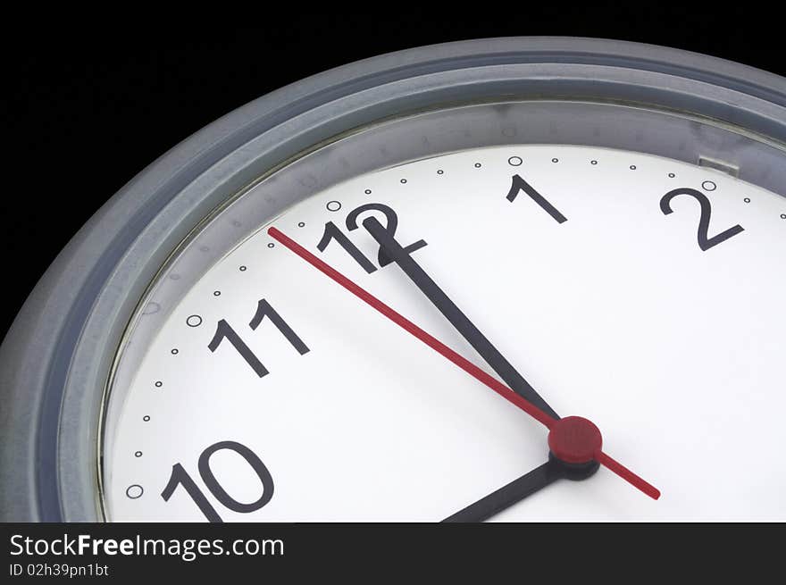 Clock on the black background.