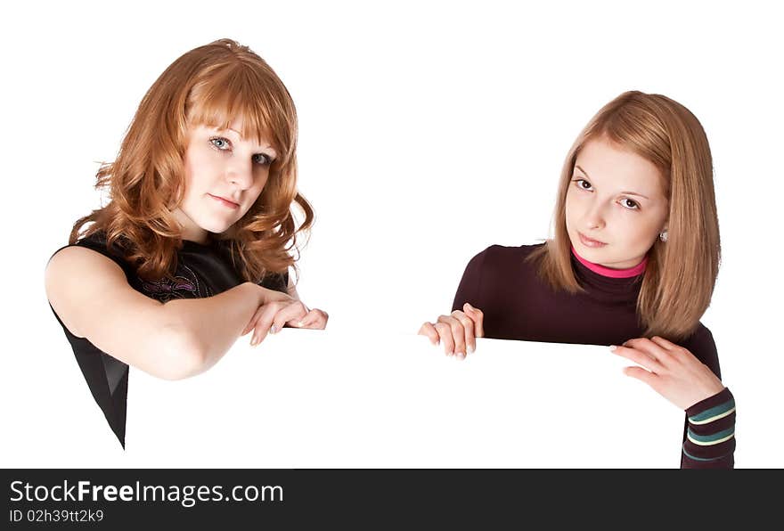 Two Girls With White Paper In Hands