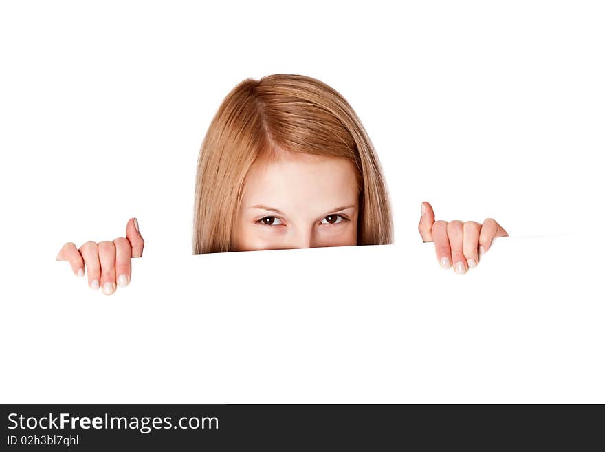 Girl with white paper in hands