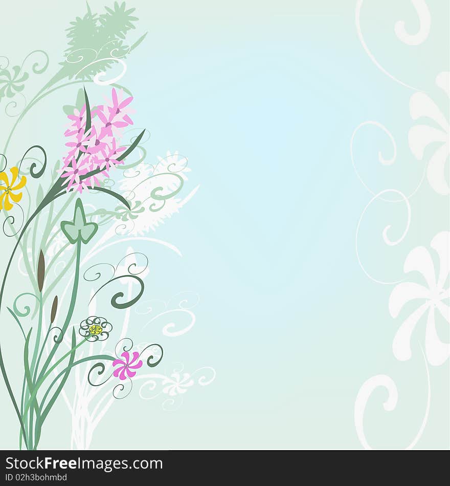 Art illustration of spring flowers.