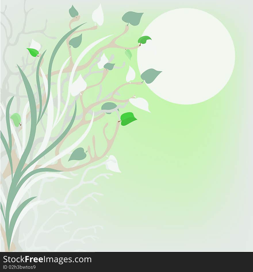 Art illustration of spring tree.