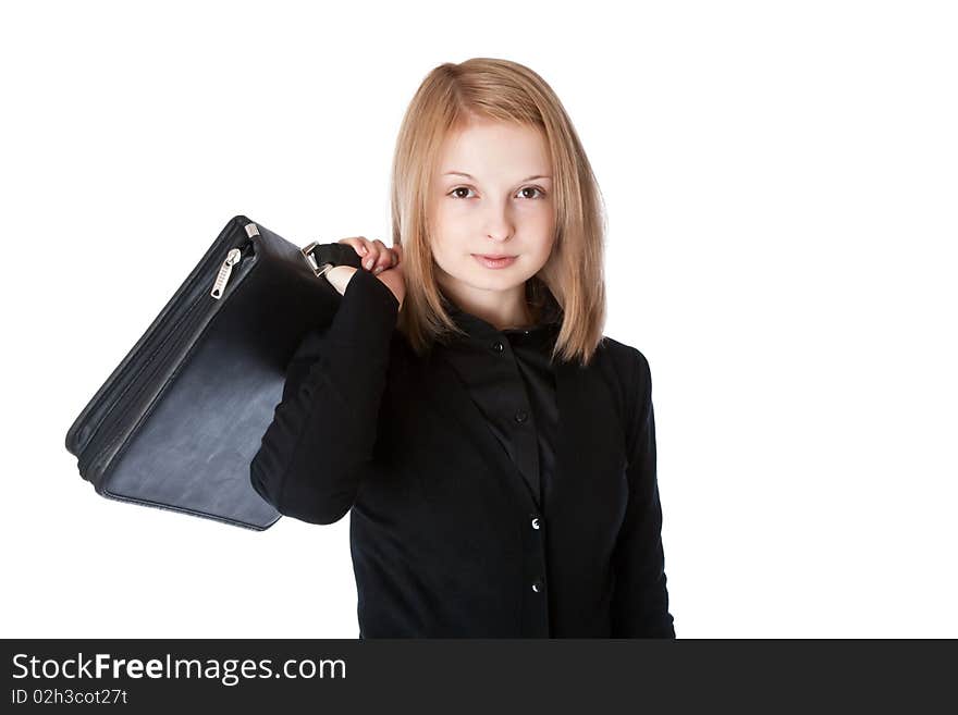 Smiling Girl With Portfolio