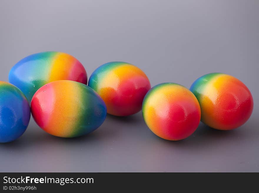 Easter eggs on gray background