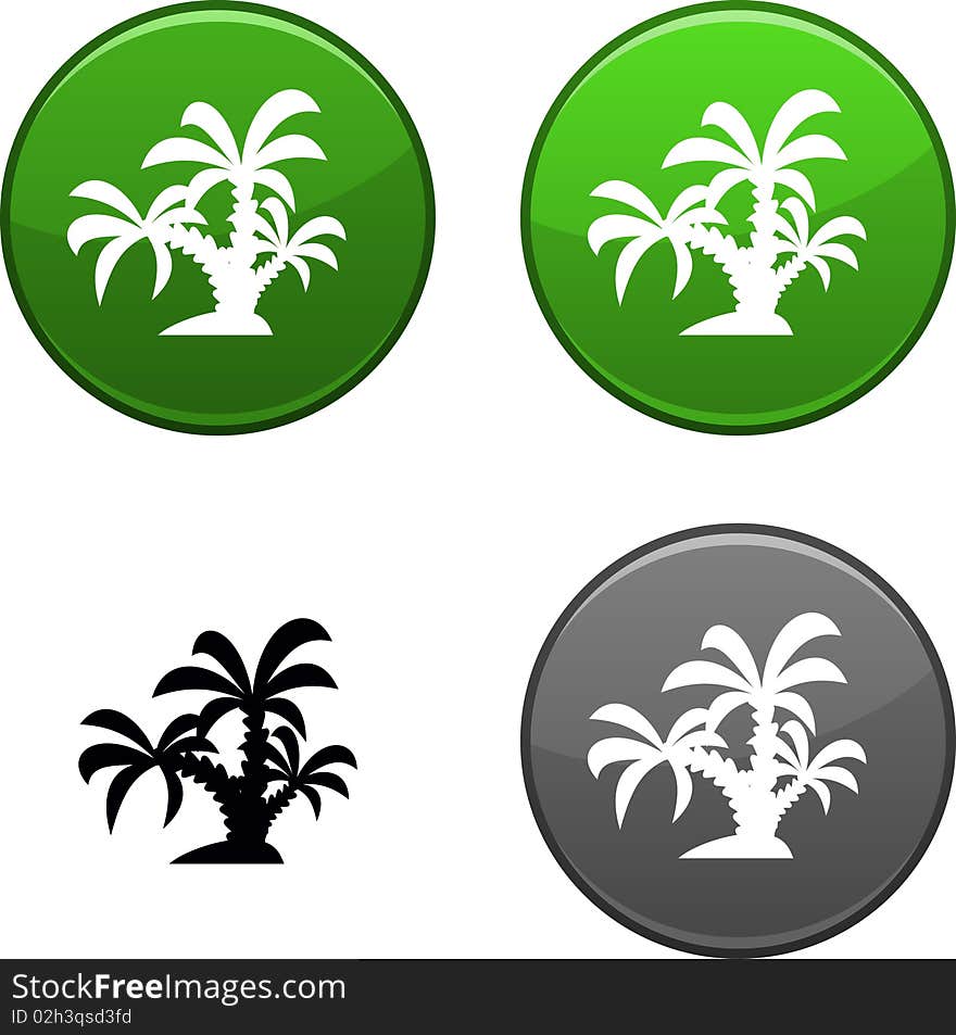 Tropical round buttons. Black icon included. Tropical round buttons. Black icon included.