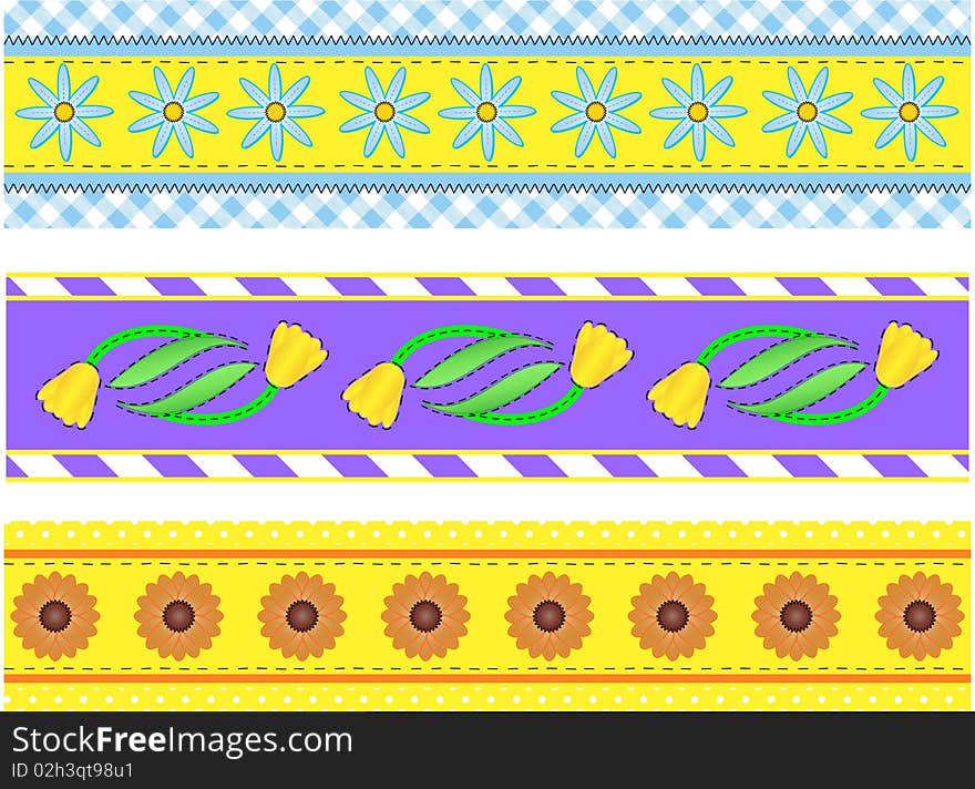 Jpg.  Borders with Flowers, Stripes, Dots and Ging