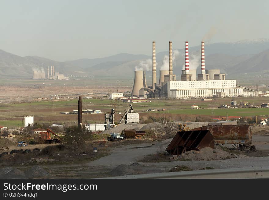 Giant Power Station in Greece. Ptolemaida