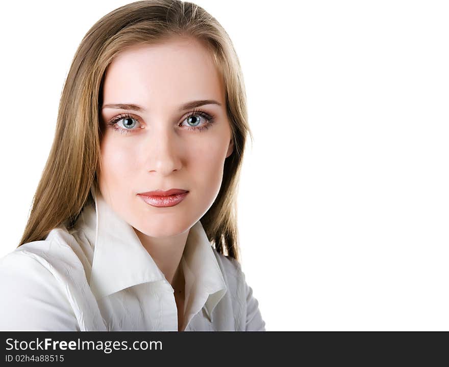 Attractive businesswoman isolated on a white background. Attractive businesswoman isolated on a white background