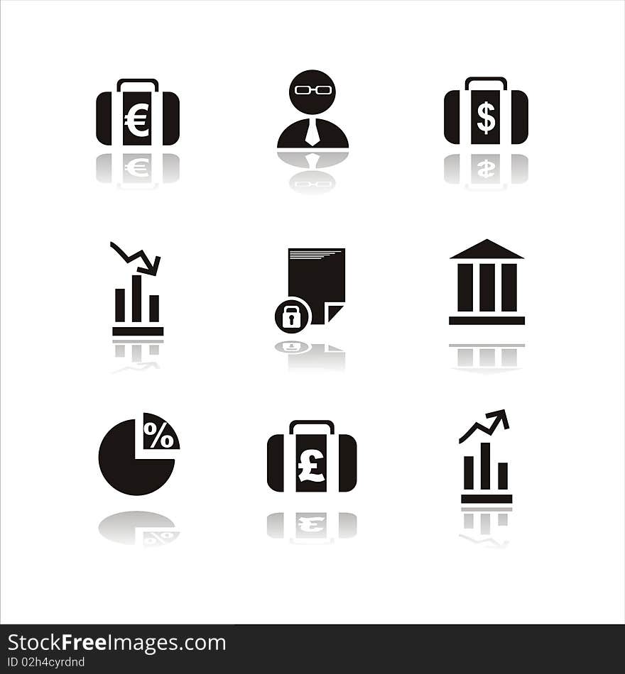 Set of 9 black finance icons. Set of 9 black finance icons