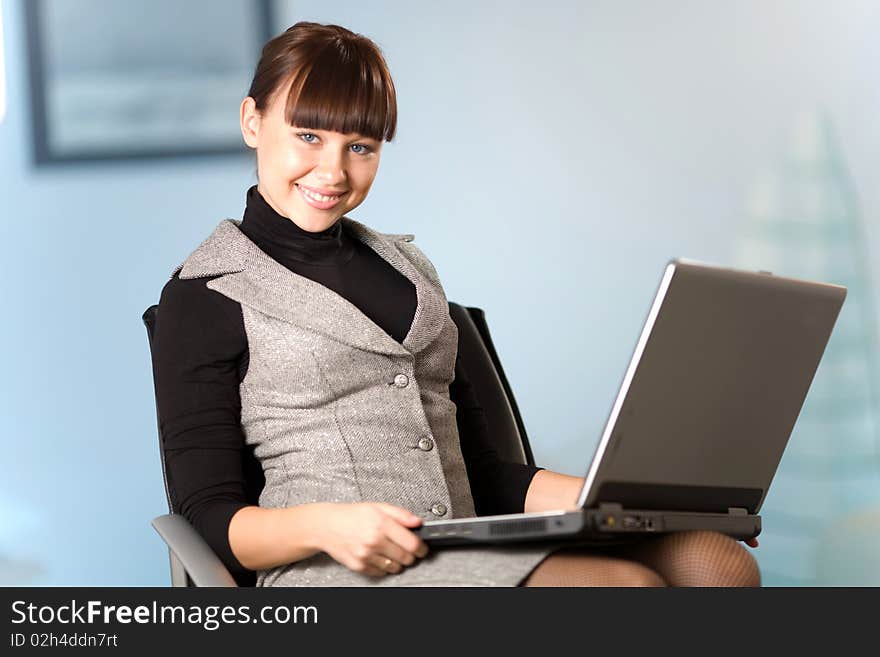 Girl with smile and notebook. Girl with smile and notebook