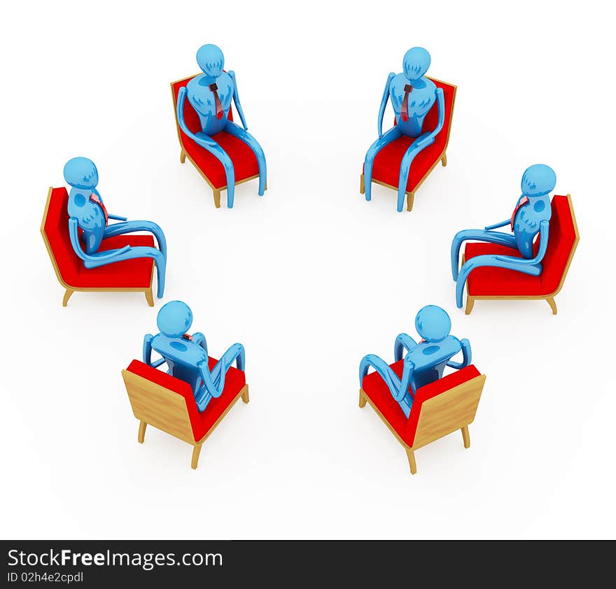 People Having A Meeting on white background