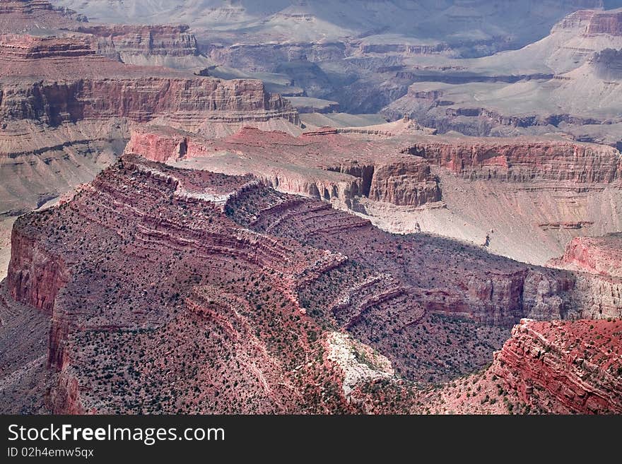 A deep view of Grand Canyon on the very bottom. A deep view of Grand Canyon on the very bottom