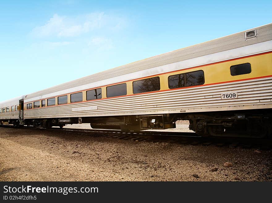 Passenger train is standing on the tracks