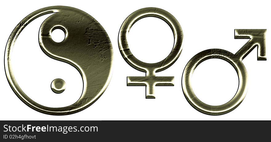 Grunge male and female symbols on white background. Grunge male and female symbols on white background.