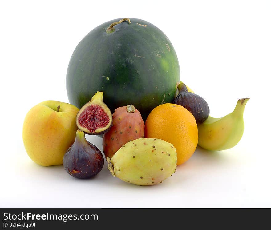 Still life varied and fresh fruit on a white. Still life varied and fresh fruit on a white