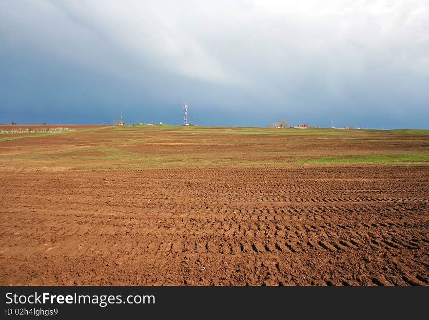 Horizontal landscape with dark blue sky. Horizontal landscape with dark blue sky