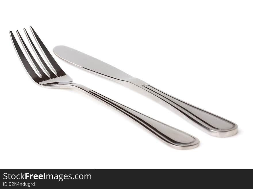 Knife and Fork on a white background.