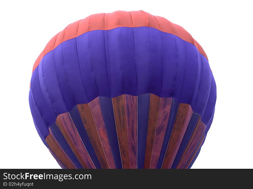 Red blue hot air balloon in white background