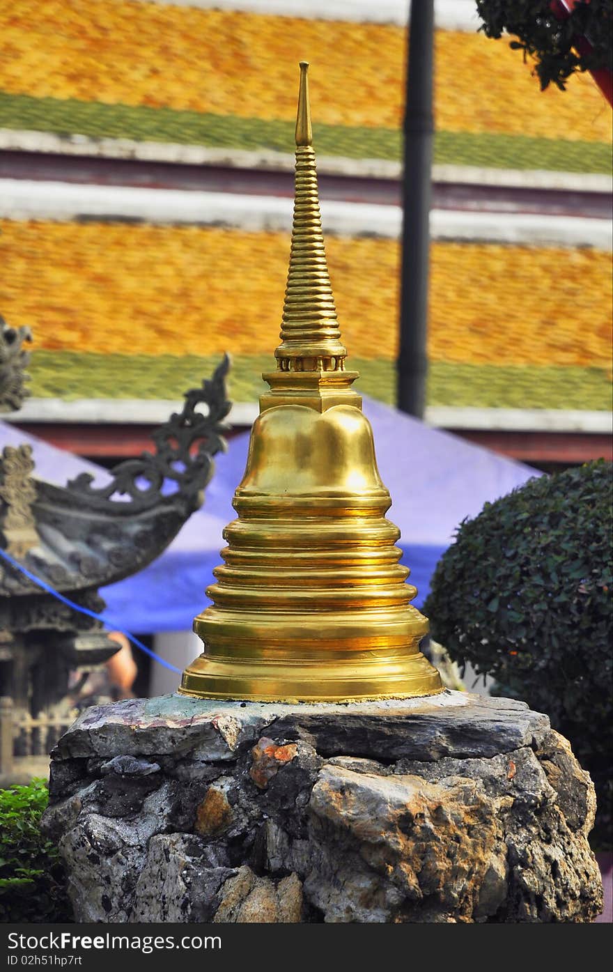 Brass Pagoda model. Taken at a temple. Brass Pagoda model. Taken at a temple.