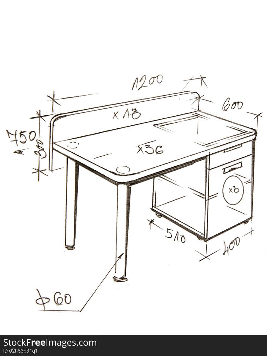 Hand drawn illustration of furniture isolated on white. Hand drawn illustration of furniture isolated on white.