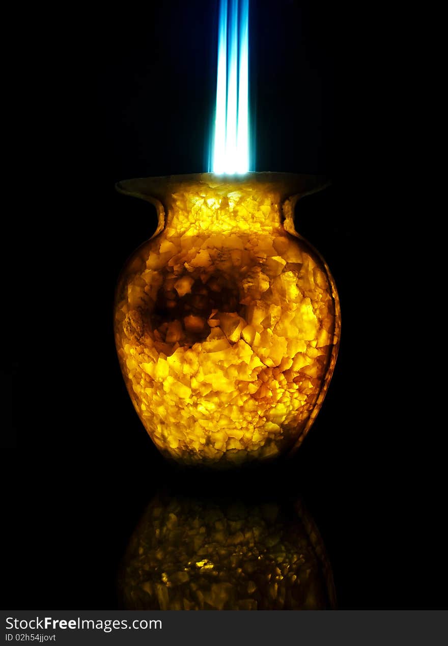 Alabaster vase with light ray