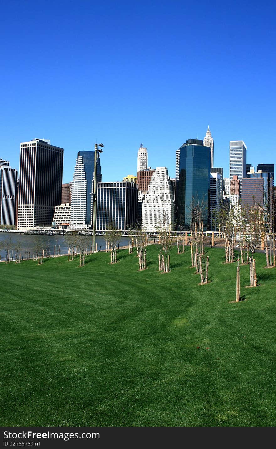 Lower Manhattan skyline as seen from Brooklyn Bridge Park. Lower Manhattan skyline as seen from Brooklyn Bridge Park.