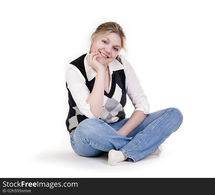 Woman sitting on floor