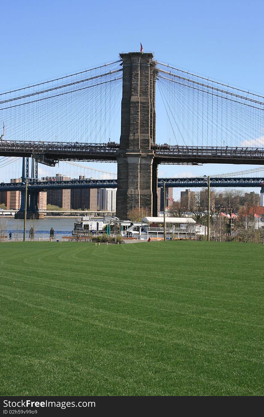 Brooklyn Bridge as seen from Brooklyn Bridge Park. Brooklyn Bridge as seen from Brooklyn Bridge Park.