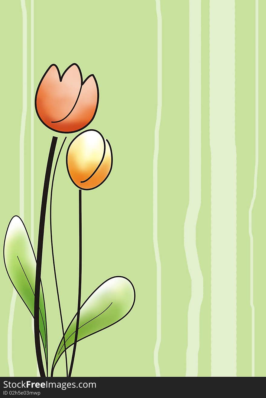 Greeting card with tulip as decoration. Greeting card with tulip as decoration