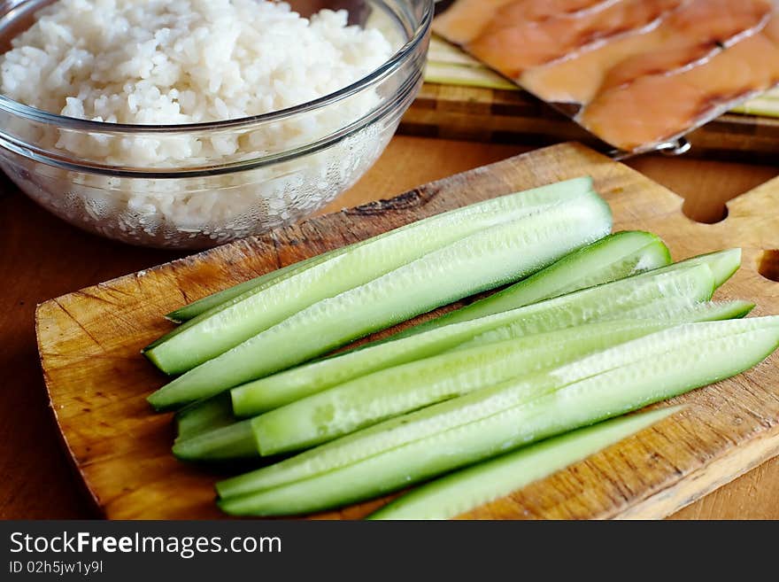 Rice and cucumber