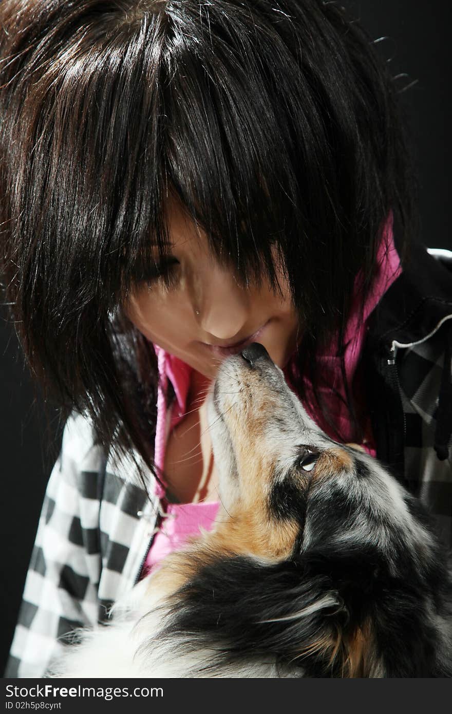 Beautiful young girl with dog sheltie. Beautiful young girl with dog sheltie