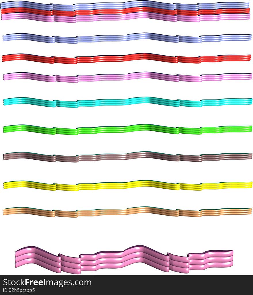 Ribbons in 3d and colors on white design elemrnt lines. Ribbons in 3d and colors on white design elemrnt lines