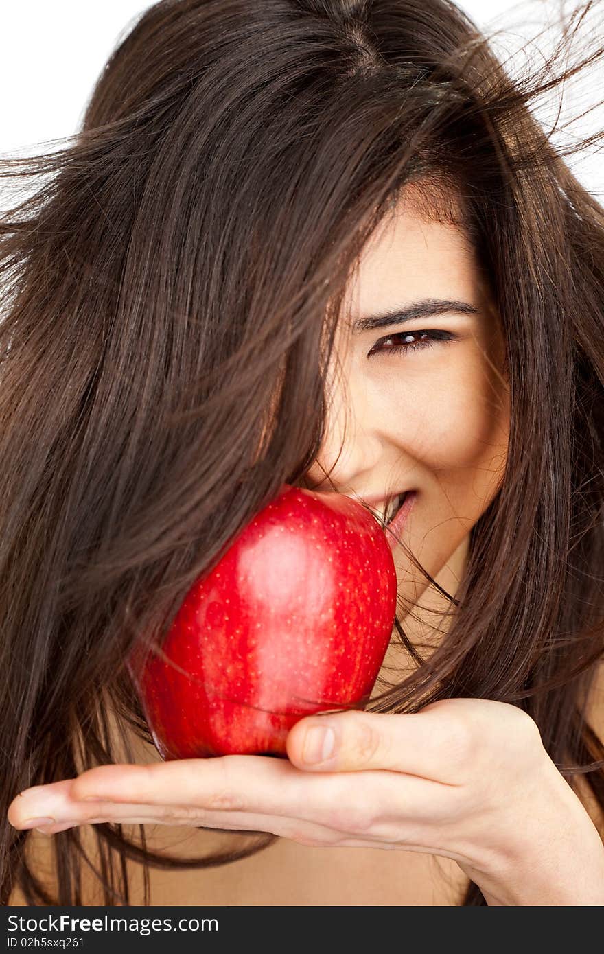 Smiling Female Red Apple