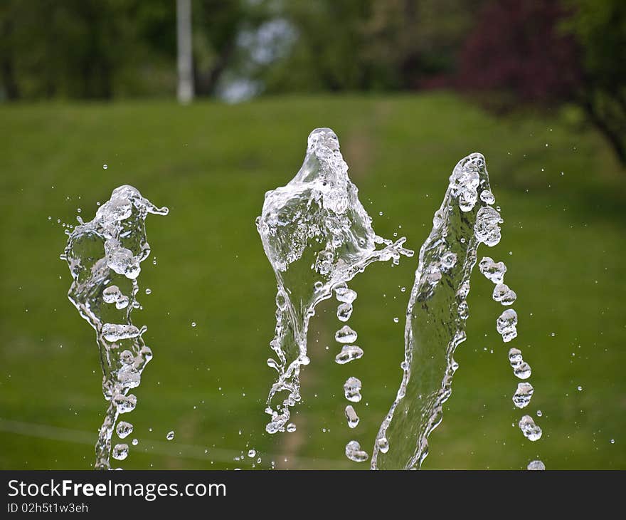 Water drops from the fountain in park