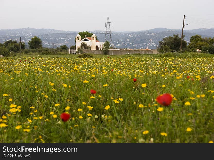 A church inside a meadow in Tartous, Syria. A church inside a meadow in Tartous, Syria