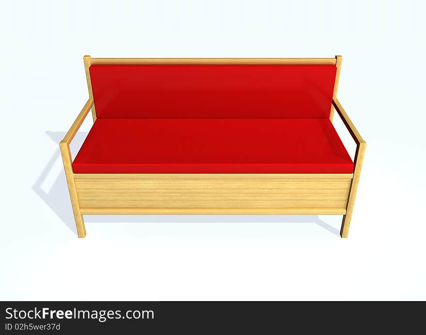 3d image of a red sofa.