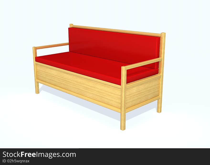 3d image of a red sofa.