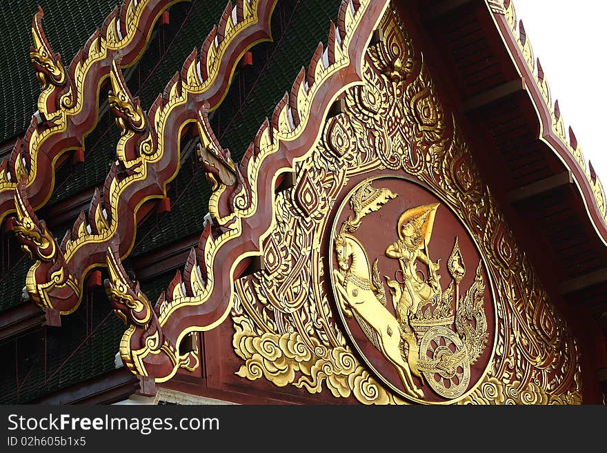 Traditional Thai style on temple's roof (Ramayana story)