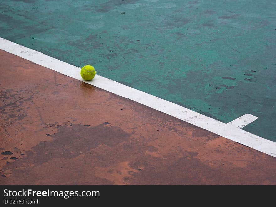 Tennis ball on a line