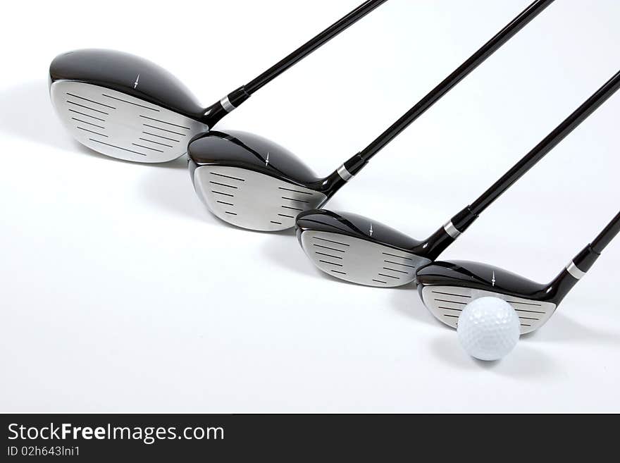 Golf clubs with  on white background. Golf clubs with  on white background