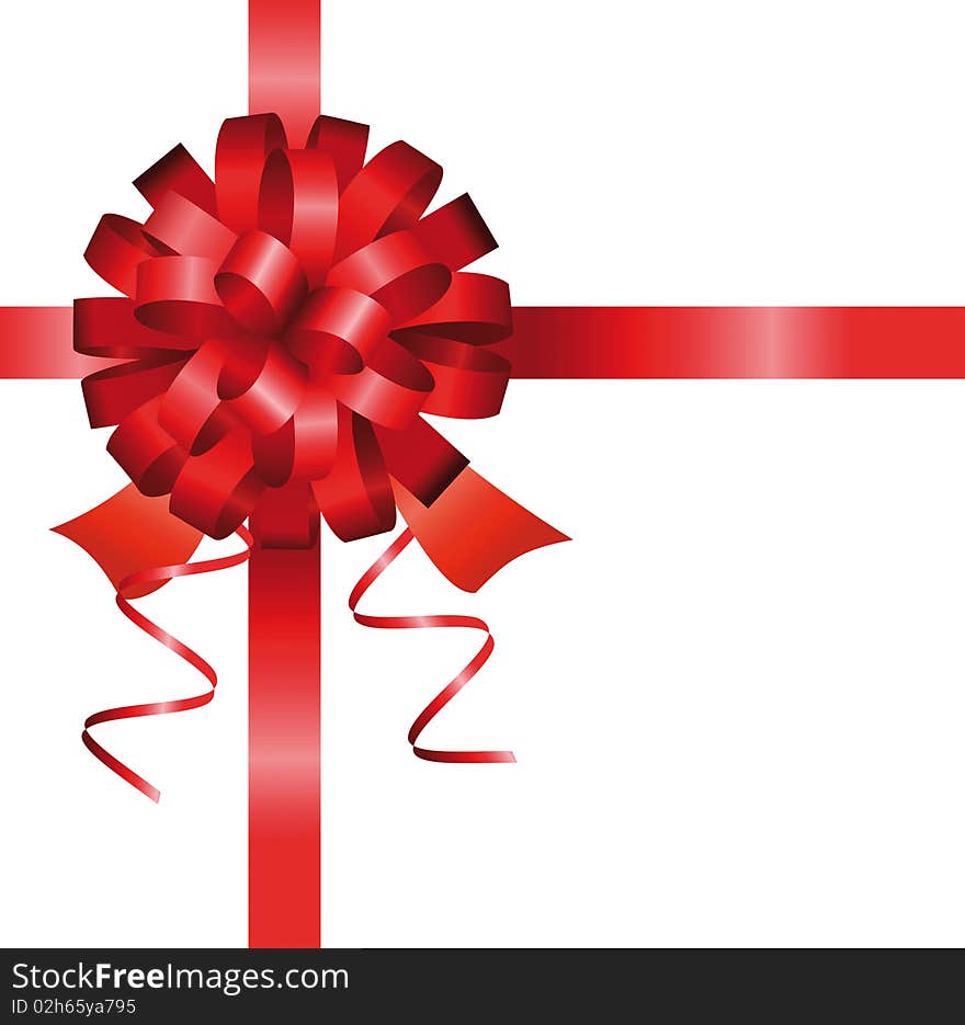 Red ribbon and bow isolated. Red ribbon and bow isolated