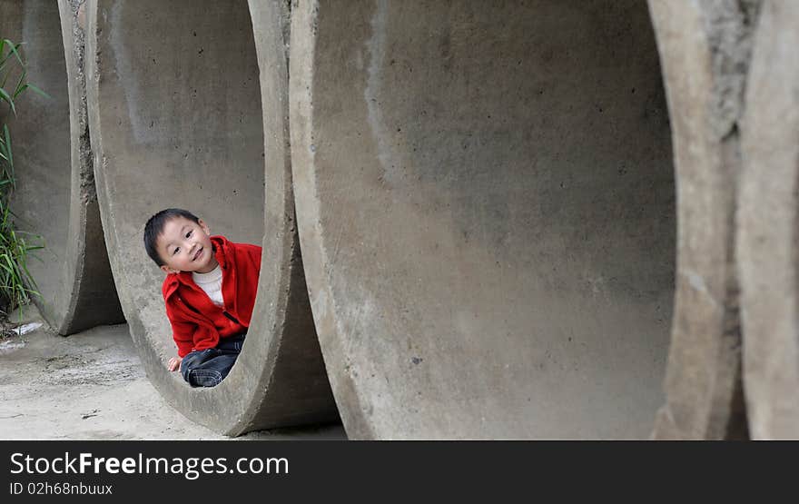 Cute little boy in red