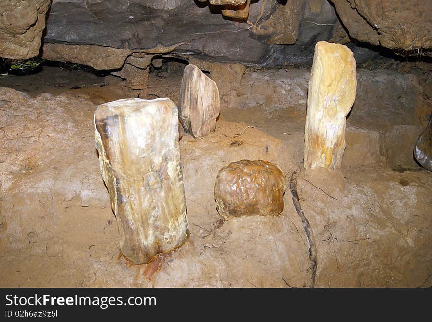 Stalactites and stalagmites in ancient caves of Borneo. Stalactites and stalagmites in ancient caves of Borneo.