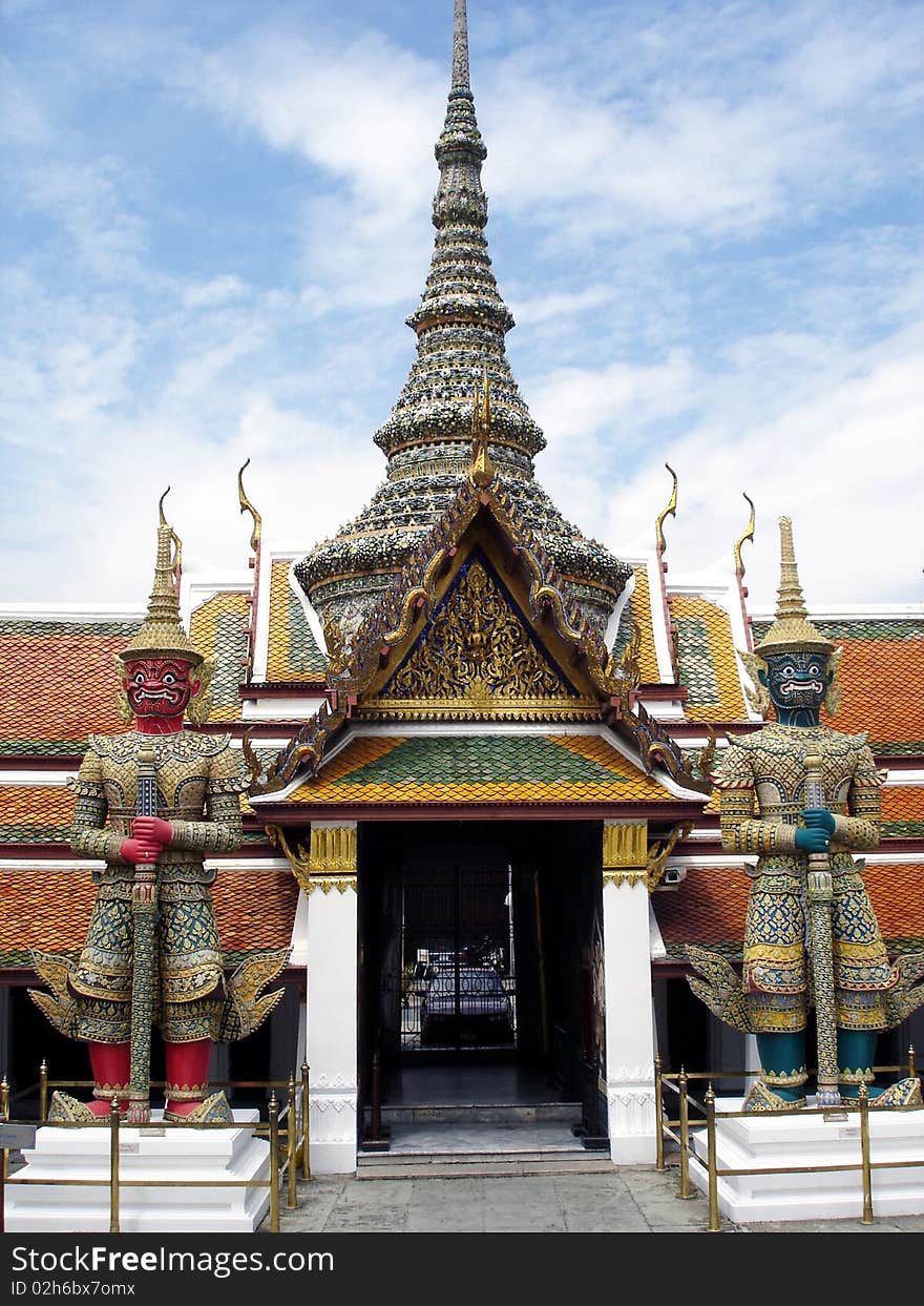 Lavishly decorated pagoda in Bangkok, Thailand