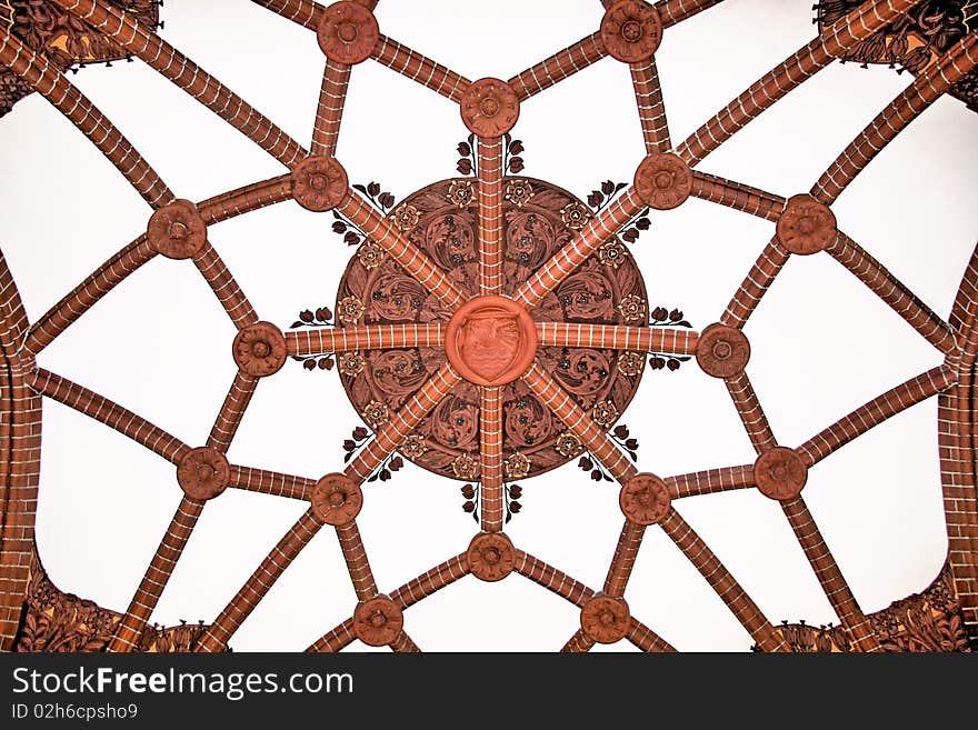 Stellar vault in neo - gothic town hall in Slupsk.