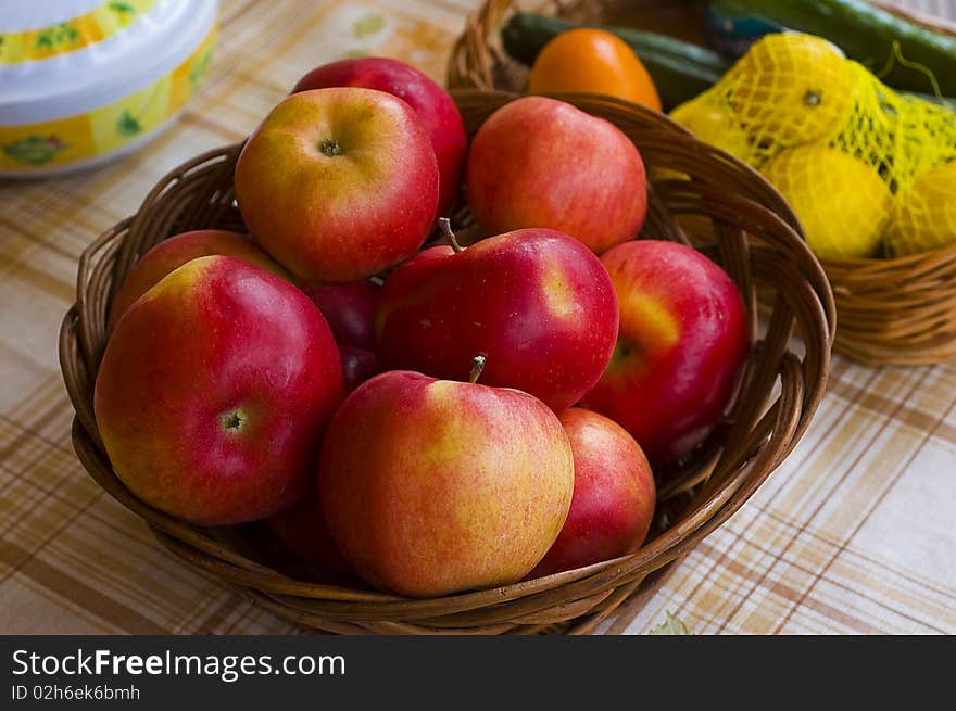 Green apple on a plate