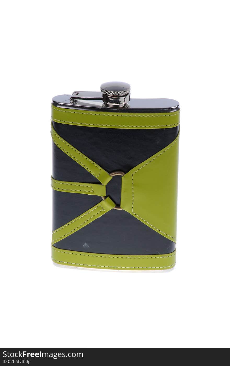 Beautiful metallic flask on a white background