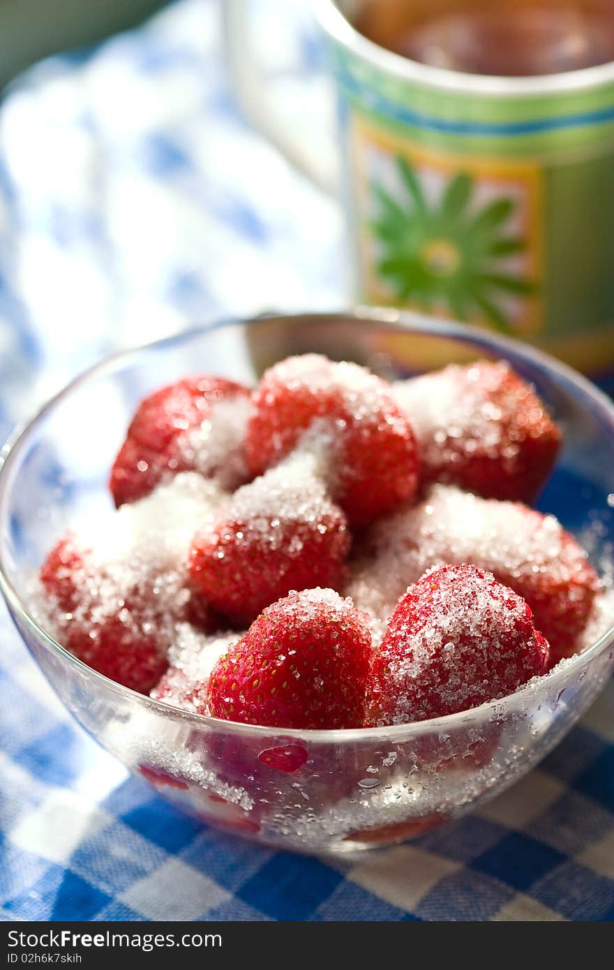 Food series: freshly grown tasty strawberry on plate